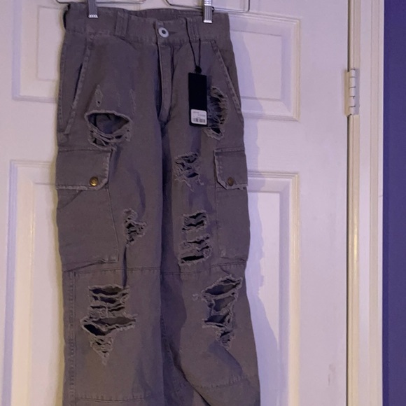 CARMAR denim distressed grey cargos - Picture 3 of 5